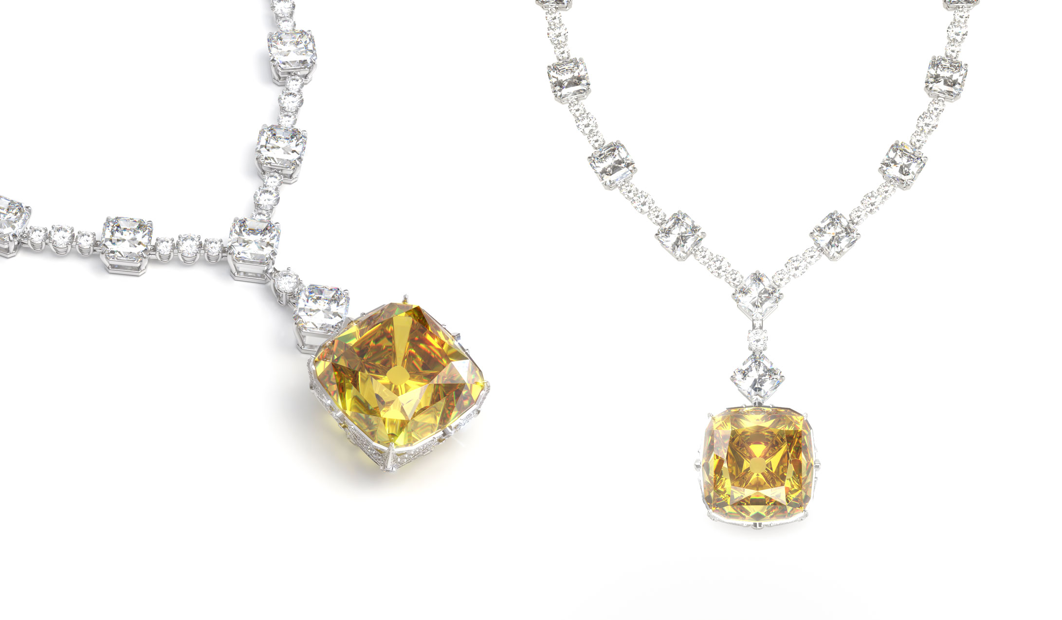 Digital Asset of the Tiffany Diamond in a necklace setting by YAP Studios